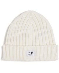 C.P. Company - Ribbed Logo-Plaque Beanie Hat - Lyst