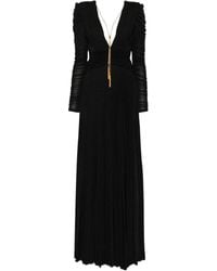 Elisabetta Franchi - Geplooide Maxi-Jurk Verfraaid Met Ketting - Lyst