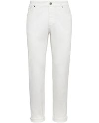 Brunello Cucinelli - Denim Cotton Trousers - Lyst