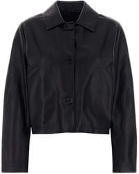 SANTORO - Button-Fastening Leather Jacket - Lyst