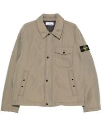 Stone Island - Down Jacket With Classic Collar, Button & Zip Closure, Chest Pocket - Lyst