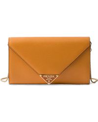 Prada - Mini Saffiano Leather Clutch Bag - Lyst