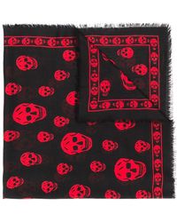 Alexander McQueen Schal mit Totenkopf - Schwarz