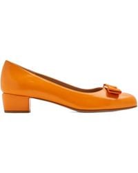 Ferragamo - 40Mm Vara Bow-Embellished Block-Heel Pumps - Lyst