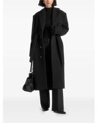 Manière De Voir - Jena Wide Shoulder Wool Coat With Cinch Belt - Lyst