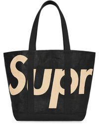 Supreme - Logo-Print Raffia Tote Bag - Lyst