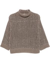 D.exterior - Sequin-Embellished Open-Knit Sweater - Lyst