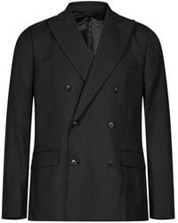 Another Aspect - Pinstriped Double-Breasted Jacket - Lyst