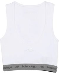 Balenciaga - Logo-Print Cropped Tank Top - Lyst