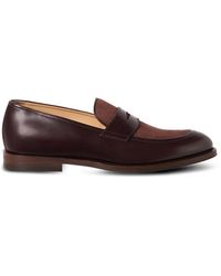 Brunello Cucinelli - Polished Calfskin And Suede Penny Loafers - Lyst