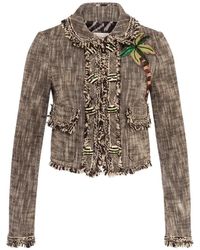 Maison Common - Palm-Embroidered Tweed Jacket - Lyst