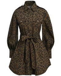 Essentiel Antwerp - Leopard-Print Keto Shirt Mini Dress - Lyst