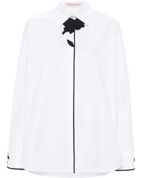 Valentino Garavani - Floral-appliqué Cotton Shirt - Lyst