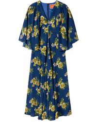 La DoubleJ - Floral-Print Cape-Sleeve Maxi Dress - Lyst