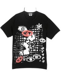 COMME DES GARÇON BLACK - Graphic-Print Round-Neck T-Shirt - Lyst