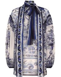 Dolce & Gabbana - Majolica-Print Silk Blouse - Lyst