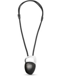Monies - Aurena Wood-Pendant Leather-Strap Necklace - Lyst