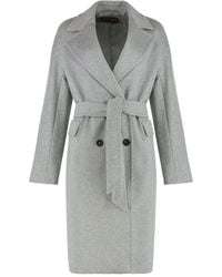 Max Mara - Jas Met Ceintuur En Dubbele Rij Knopen - Lyst