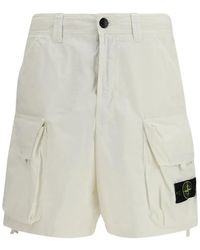 Stone Island - Pantalones Cortos L100009 De Algodón Y Nylon - Lyst
