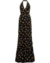 Moschino - Heart-Embroidered Halterneck Maxi Dress - Lyst