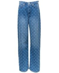 Rag & Bone - Logan Distressed Wide-Leg Jeans - Lyst