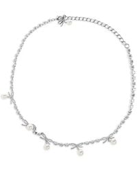 Self-Portrait - Crystal-Embellished Bow Necklace - Lyst