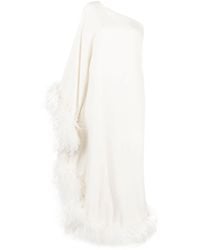 ‎Taller Marmo - Ubud One-shoulder Feather-trimmed Crepe Maxi Dress - Lyst