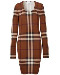 Burberry - Exaggerated-Check Jersey Dress - Lyst