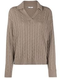 Peserico - Cable-Knit Wool-Blend Polo Jumper - Lyst
