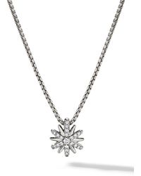 David Yurman - Sterling Silver Petite Starburst Diamond Necklace - Lyst