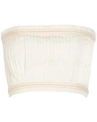 Emporio Sirenuse - Pleated Embroidered-Trim Top - Lyst
