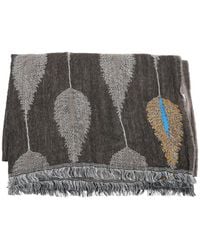 Altea - Feather-Pattern Fringed Scarf - Lyst