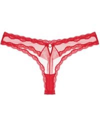 Fleur du Mal - Floral-Lace Sheer Tulle Thong - Lyst