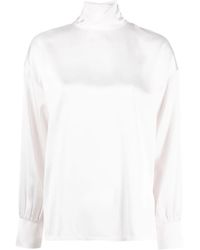 Fabiana Filippi - High-Neck Satin Blouse - Lyst