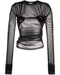 VAQUERA - Ruched Detailed Mesh Top - Lyst