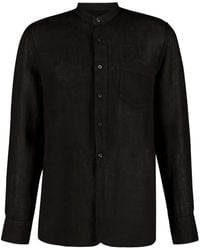 120% Lino - Band-Collar Linen Shirt - Lyst