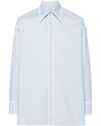 MM6 by Maison Martin Margiela - Blaues oversize baumwoll-popeline-hemd mit verblassten details - Lyst