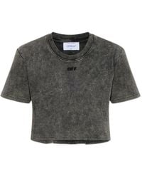 Off-White c/o Virgil Abloh - Logo-Embroidered Ribbed T-Shirt - Lyst
