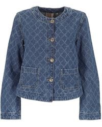 Marella - Diamond-Pattern Denim Jacket - Lyst