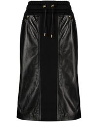 Tom Ford - Panelled Leather And Cotton-blend Jersey Midi Skirt - Lyst
