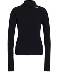 Alberta Ferretti - Button-Detail High-Neck Sweater - Lyst