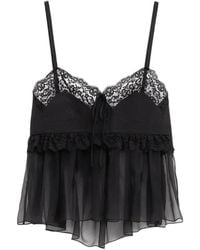 Chloé - Lace-Trim Silk-Crepe Camisole Top - Lyst