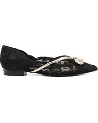 Liu Jo - Lace-Embellished Pointed-Toe Flats - Lyst