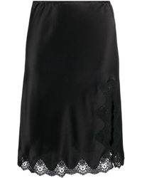 Saint Laurent - High-waist Lace-trim Skirt - Lyst