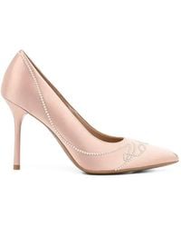 KARL LAGERFELD - Faux-Pearl Embellished Pointed-Toe Pumps - Lyst