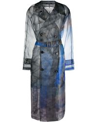 Maison Margiela Tie-dye Print Trench Coat - Black