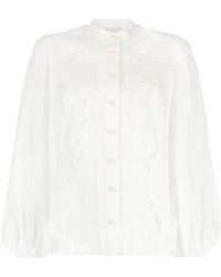 Zimmermann - Guipure-lace Puff-sleeve Shirt - Lyst