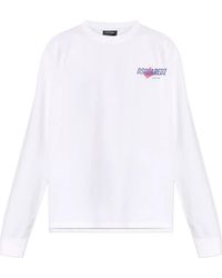 DSquared² - T-Shirt Met Logo En Lange Mouwen - Lyst