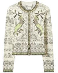 Tory Burch - Printed Wool Cardigan - Lyst