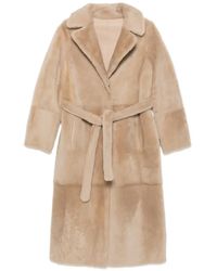 Yves Salomon - Manteau Belted Shearling Coat - Lyst